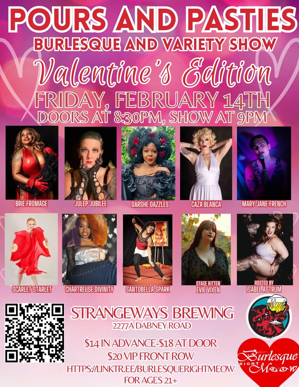 Pours and Pasties Burlesque and Variety show Valentines edition